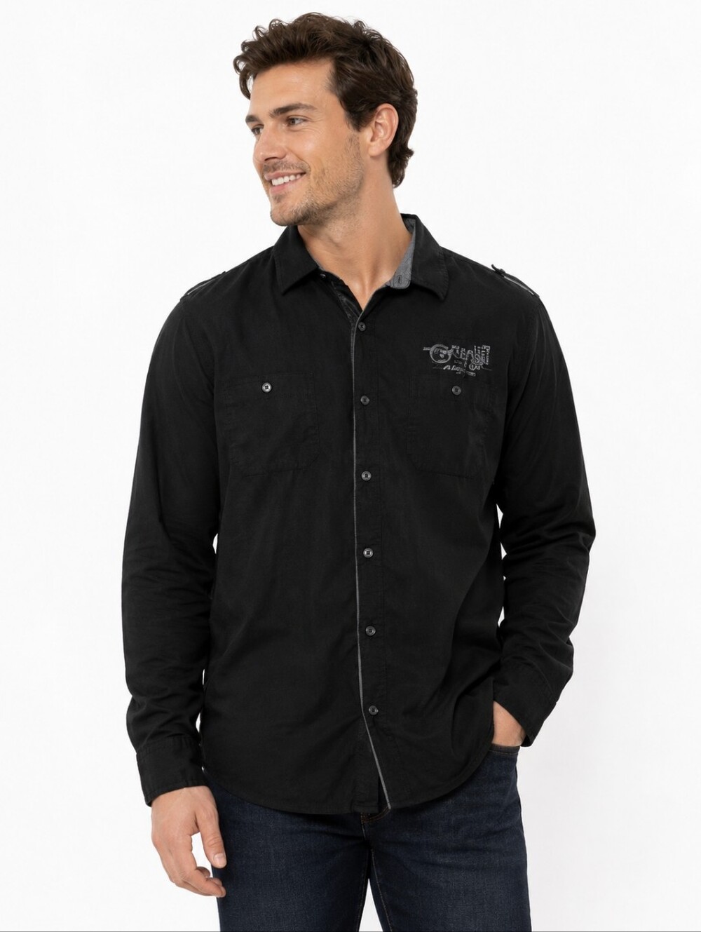 PD&C Black Lightweight Button-Up Shirt Jacket